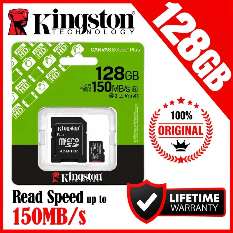 Kingston 128GB Canvas Select Plus Micro SD Memory Card – 150MB/s