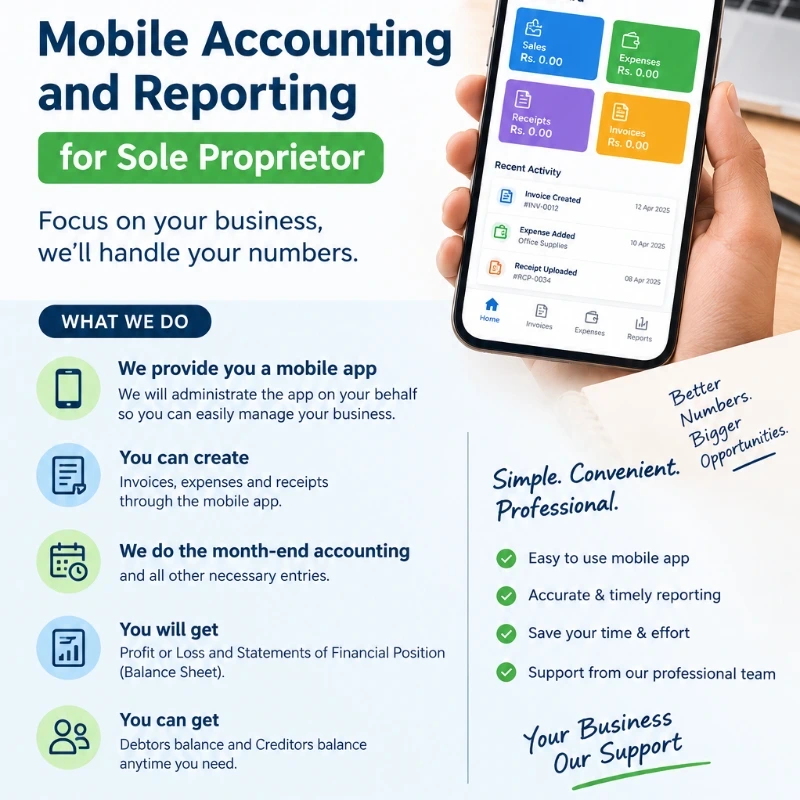 Mobile Accounting & Reporting for Sole Proprietors – Rs. 5,000/Month