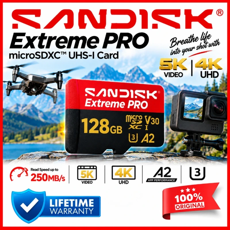 SanDisk Extreme PRO 128GB microSDXC UHS-I Memory Card