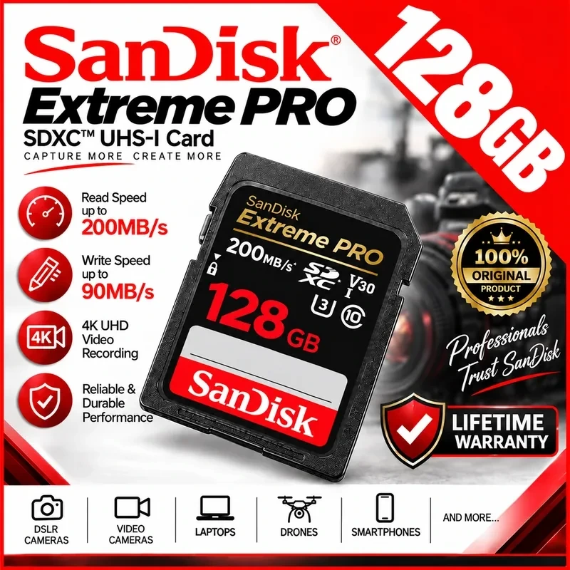 SanDisk 128GB Extreme PRO UHS-I SDXC 200 MB/s